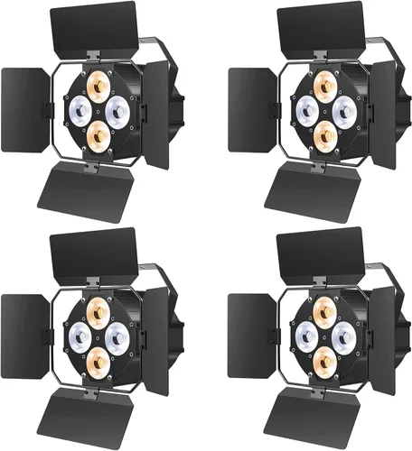 Miniatura 10 de Luces de escenario con puertas de granero, luces LED par con focos COB blancos cálidos y fríos, luz de par profesional con activación por sonido