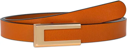 Miniatura 176 de Cinturón de cuero clásico con hebilla de metal para mujer con vestido de jeans
