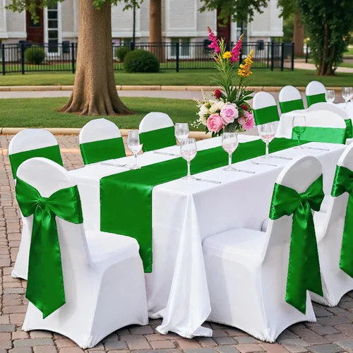 Miniatura 207 de mds - Lote de 10 lazos de satén para sillas de boda y eventos, para decoración de fiestas, 30 colores, Satin, 10 Verde oliva