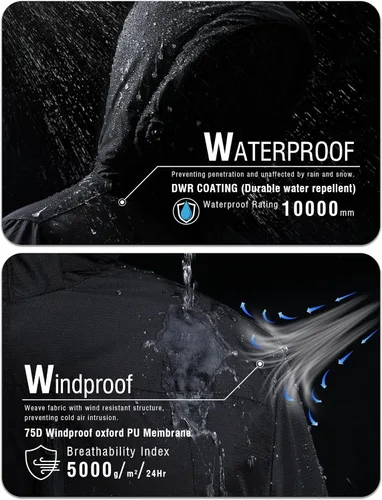 Miniatura 4 de Chaqueta de esquí de invierno para hombre, chaqueta de lluvia impermeable a prueba de viento