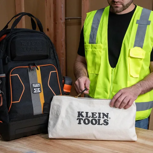 Miniatura 7 de KLEIN TOOLS 62042 - Bolsa con cremallera de 16 pulgadas, extra larga, lona No. 10, bolsa de herramientas resistente, parte inferior de pie de 3
