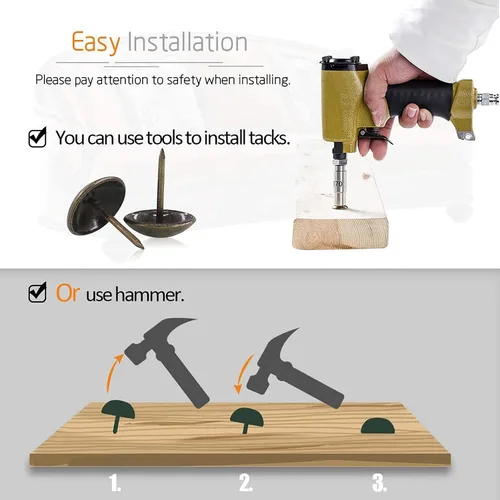 Miniatura 3 de Tachuelas de latón para tapicería de sofá de 0.433 in x 0.669 in, tachuelas decorativas para muebles de madera, clavos de pulgar, para el hogar