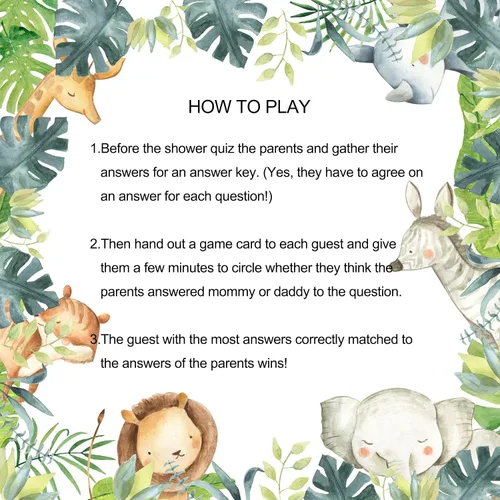 Miniatura 4 de Celepaty 36 tarjetas de safari de juego de Guess Who Mommy Or Daddy, Safari Jungle Baby Shower, juegos de baby shower, con temática de animales