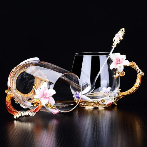 Miniatura 7 de Taza de té, Regalos para el Día de la Madre, Tazas de café, Taza de té de cristal con flor de lirio, Ideas únicas personalizadas para regalos