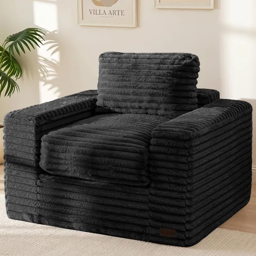 Miniatura 11 de MAXYOYO Puf Gigante Silla para Adultos, Sofá de Suelo Tapizado con Almohadas y Reposabrazos, Puf Grande Sofá Silla de Felpa Sofá Puf para Dormitorio