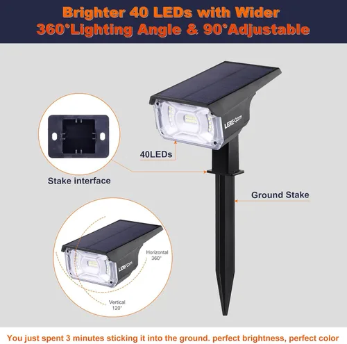 Miniatura 6 de LEREKAM 40 focos LED, IP65, impermeables, con energía solar, 2 en 1, luz de pared, luces de paisajismo al aire libre, encendido/apagado automático