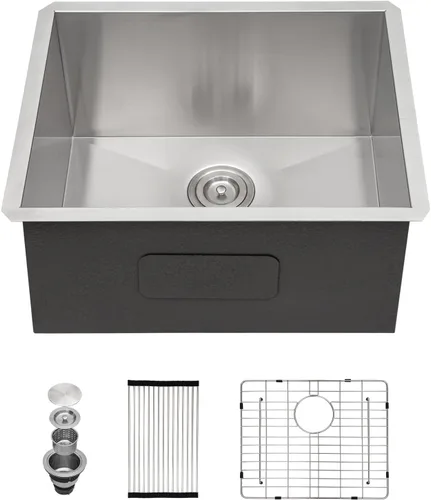 Miniatura 18 de Sarlai - Fregadero de cocina, de 30 x 18 pulgadas, empotrado, simple, de acero inoxidable calibre 16