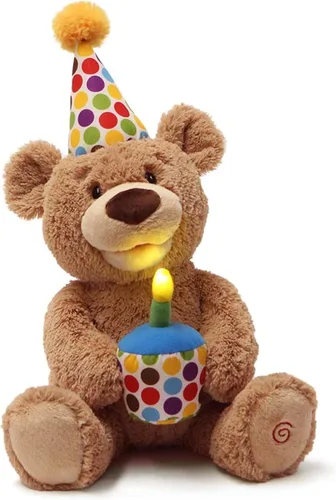 Miniatura 2 de GUND Oso de peluche Oso de cumpleaños con animación Oso de peluche de felpa, canta y brilla en la oscuridad, marrón, 10