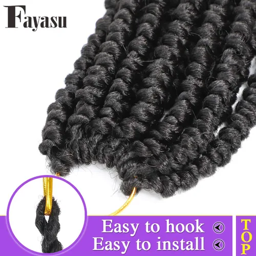 Miniatura 6 de Pelo de ganchillo senegalés pre primavera trenzado para mujeres negras, pelo sintético Passion Twist trenzado, pelo corto de 12 pulgadas rizado #1B