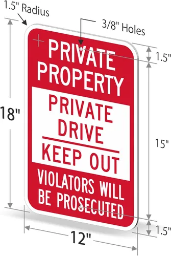 Miniatura 7 de SmartSign, señal reflectante con leyenda "Private Property - Private Drive Keep Out", 3 metros, 18 pulgadas de alto x 12 pulgadas de ancho