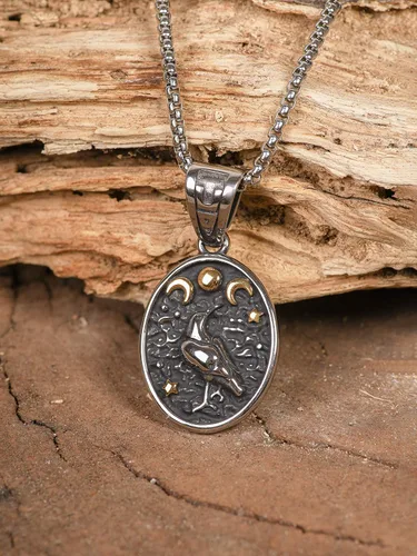 Miniatura 3 de HAQUIL Raven Necklace, Wiccan Raven Triple Moon Goddess Charm Pendant, Raven Jewelry Gift for Men and Women