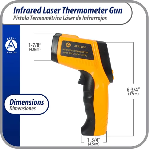 Miniatura 2 de Appli Parts APTT-DLD Pistola de termómetro infrarrojo: versátil herramienta de medición de temperatura láser para cocinar, HVAC, diagnóstico