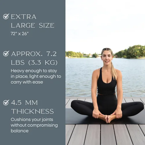 Miniatura 8 de FFLLOOWW BODY & SOUL Tapete de yoga antideslizante de alta calidad para entrenamiento en casa, gimnasio en casa, yoga y pilates, incluye correa