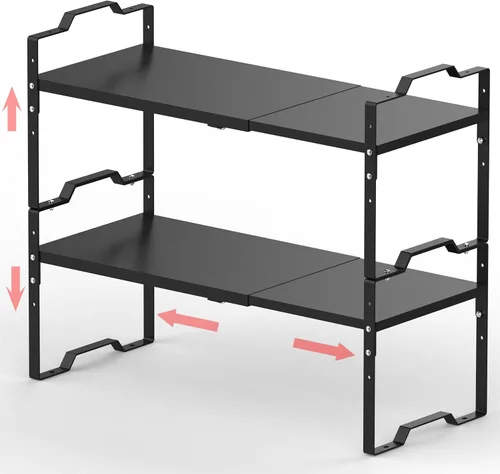 Miniatura 10 de Jojocross Estante expandible para organizador de gabinete, ajustable y apilable, estante de especias en la cocina y el baño más, encimera, armario