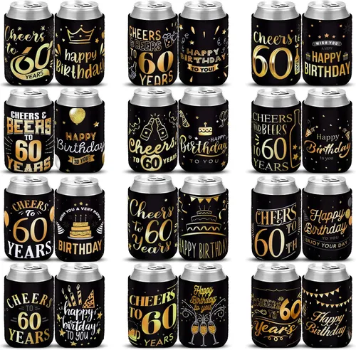 Umigy 24 piezas de regalos de fiesta de 60 cumpleaños, saludos y cervezas a 60 años, decoración vintage de 60 cumpleaños, suministros de