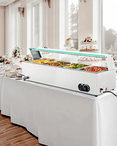 Miniatura 2 de Wilprep Calentador comercial de alimentos para fiestas, hoteles, restaurantes, servidor de buffet de 1200 W y calentador, 4 bandejas