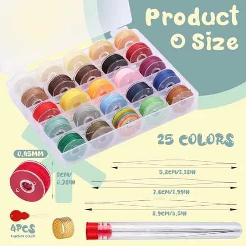 Miniatura 2 de Juego de hilos de cera de 25 colores, cuerda encerada para manualidades para fabricación de joyas, hilo de bobina de 0.018 in con aguja de cuentas