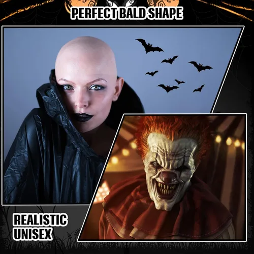 Miniatura 5 de WILLBOND 4 piezas de gorras calvas de Halloween para maquillaje de látex calvo, gorra para cabeza, peluca, sombrero, accesorios de disfraz