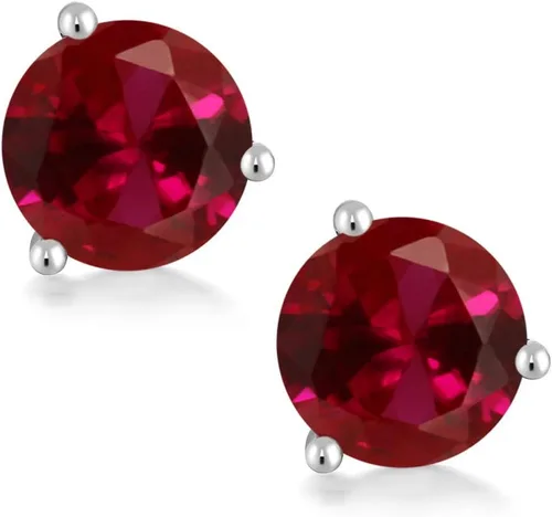 Miniatura 187 de Gem Stone King Aretes de oro de 14 quilates, 0.236 in, piedra natal redonda, Martini, 3 puntas, aretes de oro para mujer