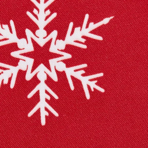 Miniatura 4 de Violet Linen Manteles rojos decorativos con diseño de copos de nieve navideños - 60" redondos