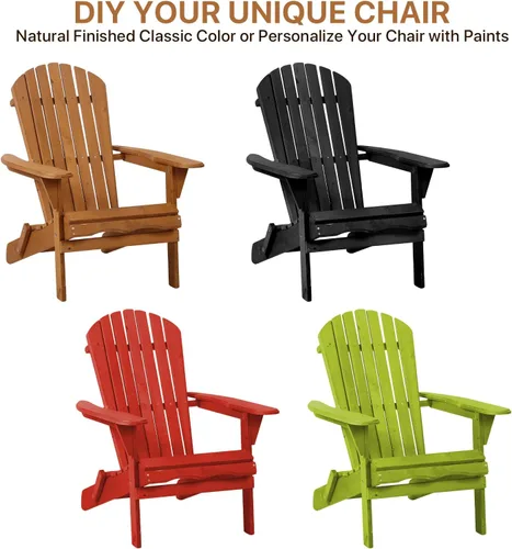 Miniatura 8 de Adirondack - Silla de madera para exteriores, silla de patio, sillas para hoguera, silla plegable para césped, tumbona, sillas de patio, resistente