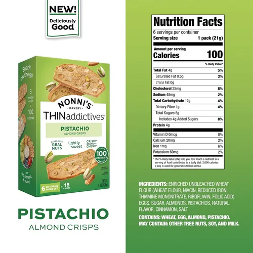 Miniatura 2 de Nonni's Pistachio Almond Thins (18 galletas - 6 paquetes de 3)