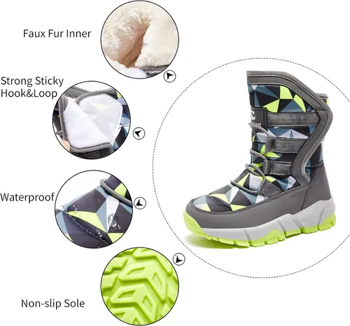 Miniatura 2 de GUBARUN - Botas de nieve para niños impermeables antideslizantes resistentes al frío zapatos para invierno y climas fríos para niños pequeños