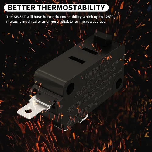 Miniatura 4 de DaierTek Interruptor de puerta de microondas KW3A/KW3AT 16A 125VAC/250VAC Enclavamiento de puerta 4 Normalmente abierto 2 Interruptor de horno