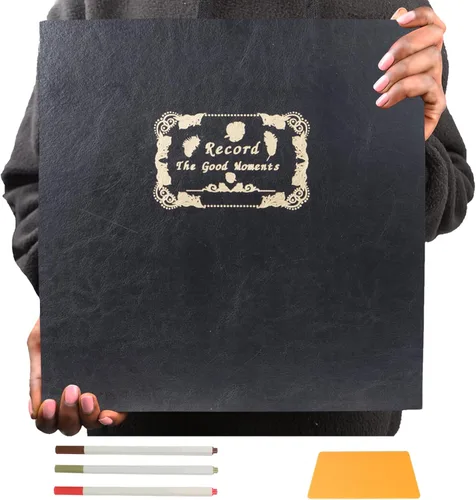 Álbum de fotos autoadhesivo magnético de 12.8 x 13.1 pulgadas, 40 páginas con cubierta de piel de vaca simulada, bolígrafo metálico y accesorios de