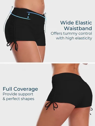 Miniatura 4 de MiYang Pantalones cortos de natación para mujer, parte inferior de vestido de baño Pantalones cortos de correr para yoga con lazo ajustable.