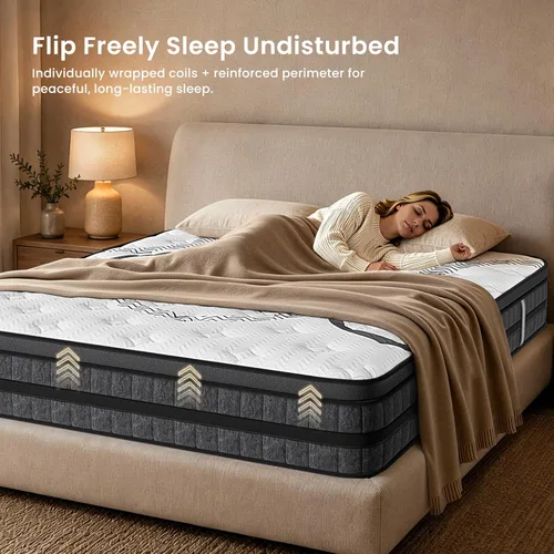 Miniatura 3 de Twin Mattress, 10 Inch Twin Mattress - Hybrid Memory Foam & Pocket Springs for Pressure Relief, Fiberglass Free, Motion Isolation, CertiPUR-US &