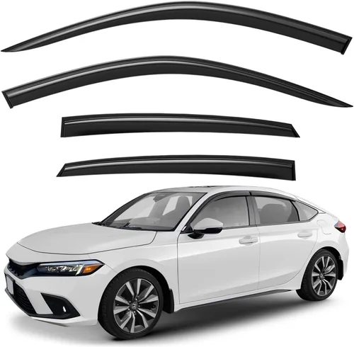 Miniatura 23 de Deflectores de ventana tintados ahumados con cinta adhesiva para ventana lateral, deflectores de lluvia compatibles con Toyota RAV4 2013-2018 - 4