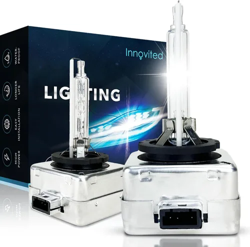 Innovited Bombillas de Faros de Xenón HID D1S 10000K Azul Frío Luz Alta y Baja 66144 66140 85140 85415, etc Bombilla de Repuesto - Paquete de 2