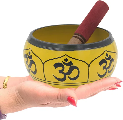 Miniatura 5 de DharmaObjects Yoga Meditación 6 Pulgadas OM Mantra Cuenco Cantante/Pad/Mazo Set de Regalo (Amarillo)