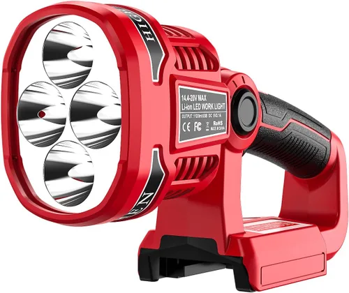 Miniatura 8 de DTEZTECH Linterna LED de 18 W para batería Milwaukee M18 de 18 V, foco de 1250LM y luz de trabajo con puerto USB, cabeza giratoria de 110° para uso