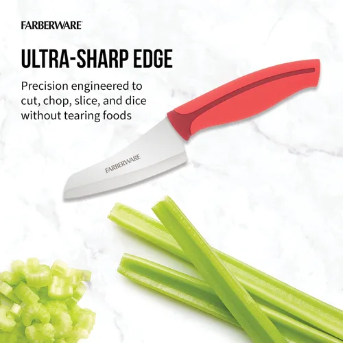 Miniatura 3 de Farberware – Cuchillo Santoku Precise Slice para pelar, 3.5 pulgadas, color rojo