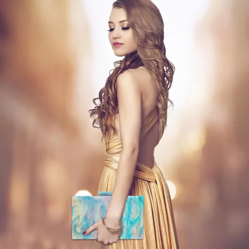 Miniatura 5 de YYW Monederos de mano de acrílico para mujer de boda bolso cruzado de noche multicolor con cadena desmontable