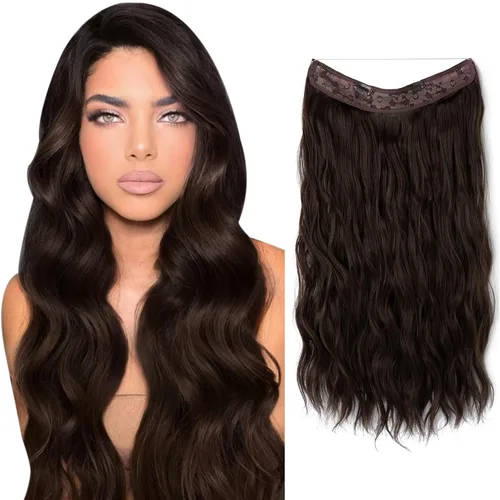 Miniatura 13 de SARLA Extensión de Cabello con Alambre Invisible con 3 Clips Pieza de Cabello Sintética Corta de Ondas de Playa Diadema Transparente Ajustable