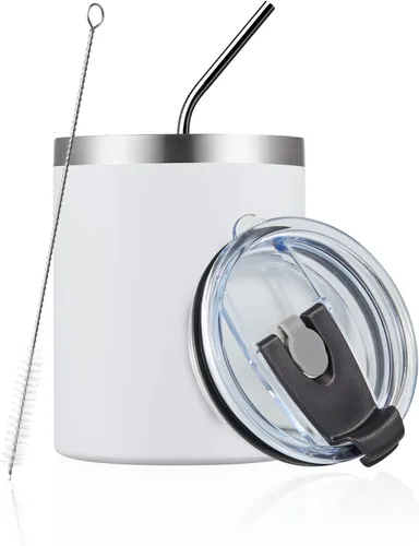 Miniatura 24 de MEWAY Paquete de 8 tazas reutilizables aisladas de acero inoxidable de 12 onzas, taza de café duradera de doble pared, capa en polvo, para café