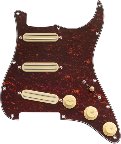 Miniatura 15 de Musiclily Golpeador ST-SSS básico precableado con mini riel de cerámica Humbucker para guitarra eléctrica Strat Style, 3 capas blanco envejecido