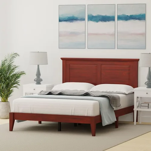 Miniatura 3 de Glenwillow Home Cama de plataforma de madera maciza estilo cabaña en tamaño matrimonial - Cereza clásica