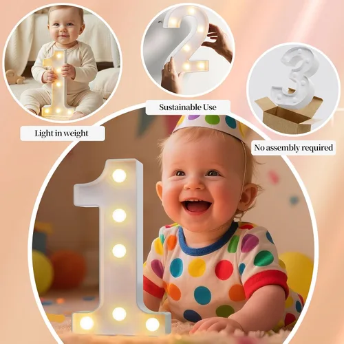 Miniatura 2 de Letrero de números con luz LED de marquesina, letrero de números de cumpleaños iluminado para decoración de fiesta de cumpleaños, pared de bar