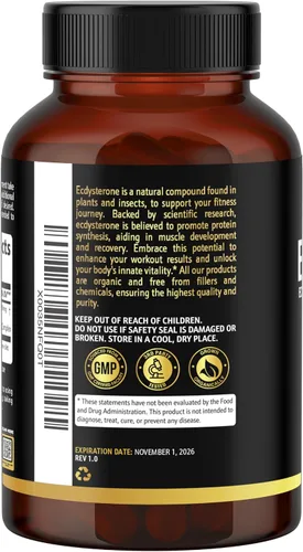 Miniatura 8 de Earth Elixir Suplementos de Ecdysterone 900 mg (180 cápsulas) – Hecho en Estados Unidos – Suplementos de construcción muscular para hombres con 95%
