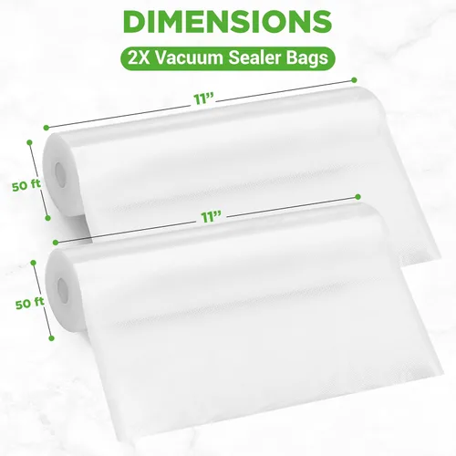 Miniatura 3 de NutriChef Bolsas selladoras al vacío de 11 x 50 rollos, paquete de 2 unidades para guardar alimentos, sellar una comida, NutriChef, Weston. Grado