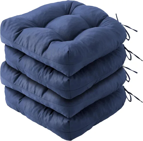 Miniatura 15 de IPYNBAP Juego de 2 cojines para sillas de exterior, cojines para sillas de patio con lazos, 17x17+4" cojines de asiento acolchados para exteriores