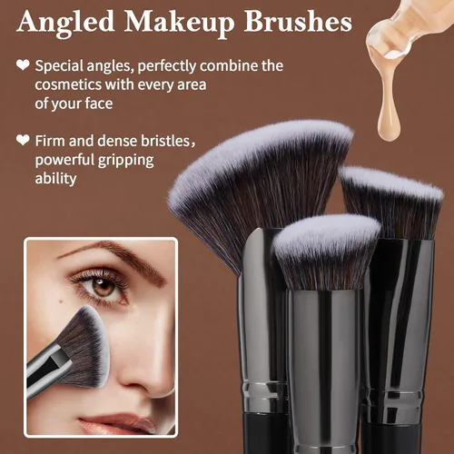 Miniatura 3 de MAANGE Brochas de maquillaje, 25 piezas, juego de brochas de maquillaje de alta calidad, corrector sintético para rubor, base, sombra de ojos