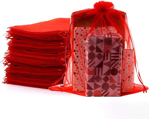 Miniatura 15 de Meowoo 12 bolsas grandes de organza, bolsas de malla grandes de 12 x 16 pulgadas con cordón, bolsas de regalo de malla con cordón para zapatos