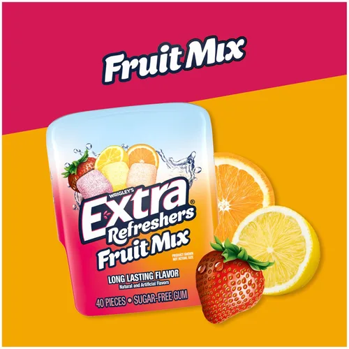 Miniatura 3 de EXTRA Gum Refreshers Fruit Mix - Goma de mascar sin azúcar a granel, botella de 40 piezas (paquete de 6)