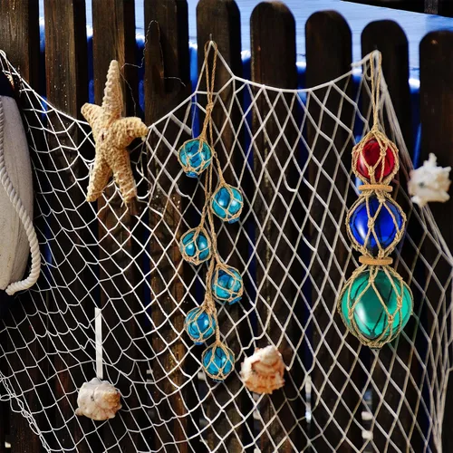 Miniatura 5 de SAILINGSTORY - Flotador de pesca de cristal, 6 bolas de boya para decoración de verano, adornos náuticos costeros de playa para árbol de Navidad, 2