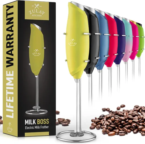 Miniatura 126 de Zulay Kitchen Espumador de leche de mano a pilas - Mezclador eléctrico de bebidas para café, lattes, capuchinos, matcha y chocolate caliente